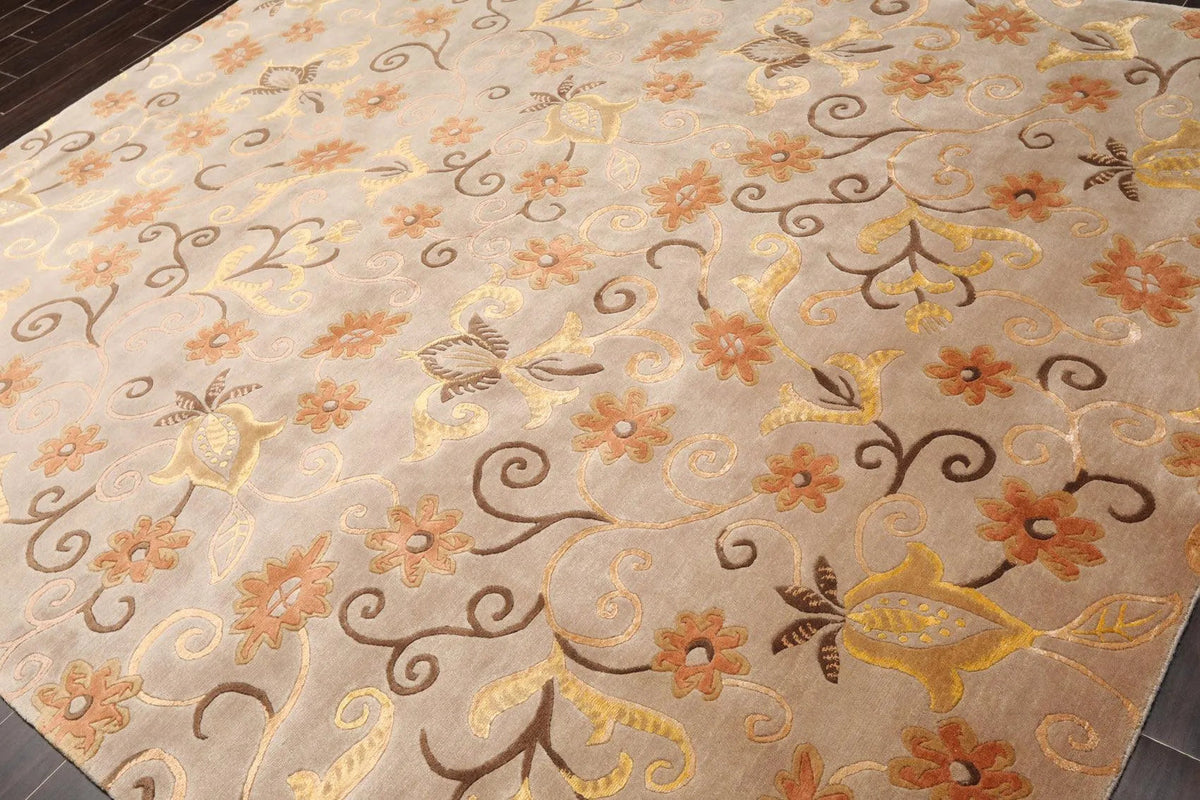 Hand Knotted Tibetan Wool & Silk Rug