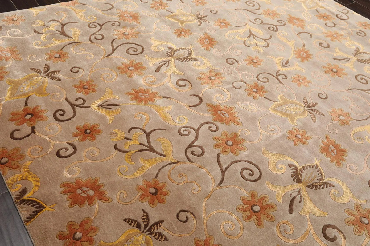 Hand Knotted Tibetan Wool & Silk Rug