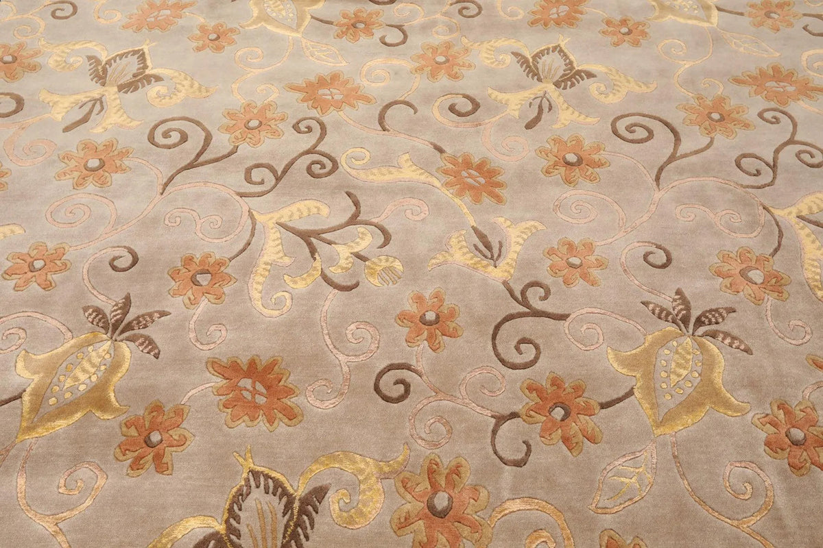 Hand Knotted Tibetan Wool & Silk Rug