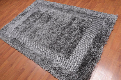 Handmade Polyester Shag Oriental Area Rug