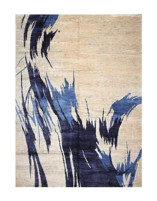 Load image into Gallery viewer, 10x14 Beige, Ivory Hand Knotted Tibetan Bamboo Silk Tibetan Modern &amp; Contemporary Oriental Area Rug
