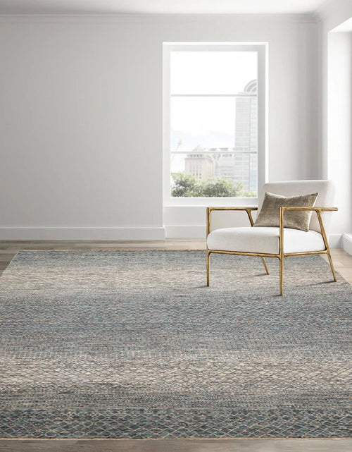 Load image into Gallery viewer, 8' x 10' Hand Knotted 100% Wool Modern Oriental Area Rug Ivory, Blue, Aqua
