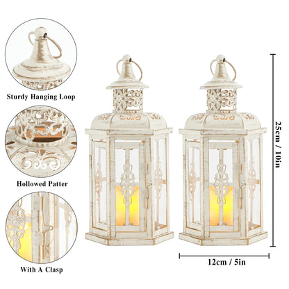 10 inch High Vintage Style Hanging Lantern (Set of 2)