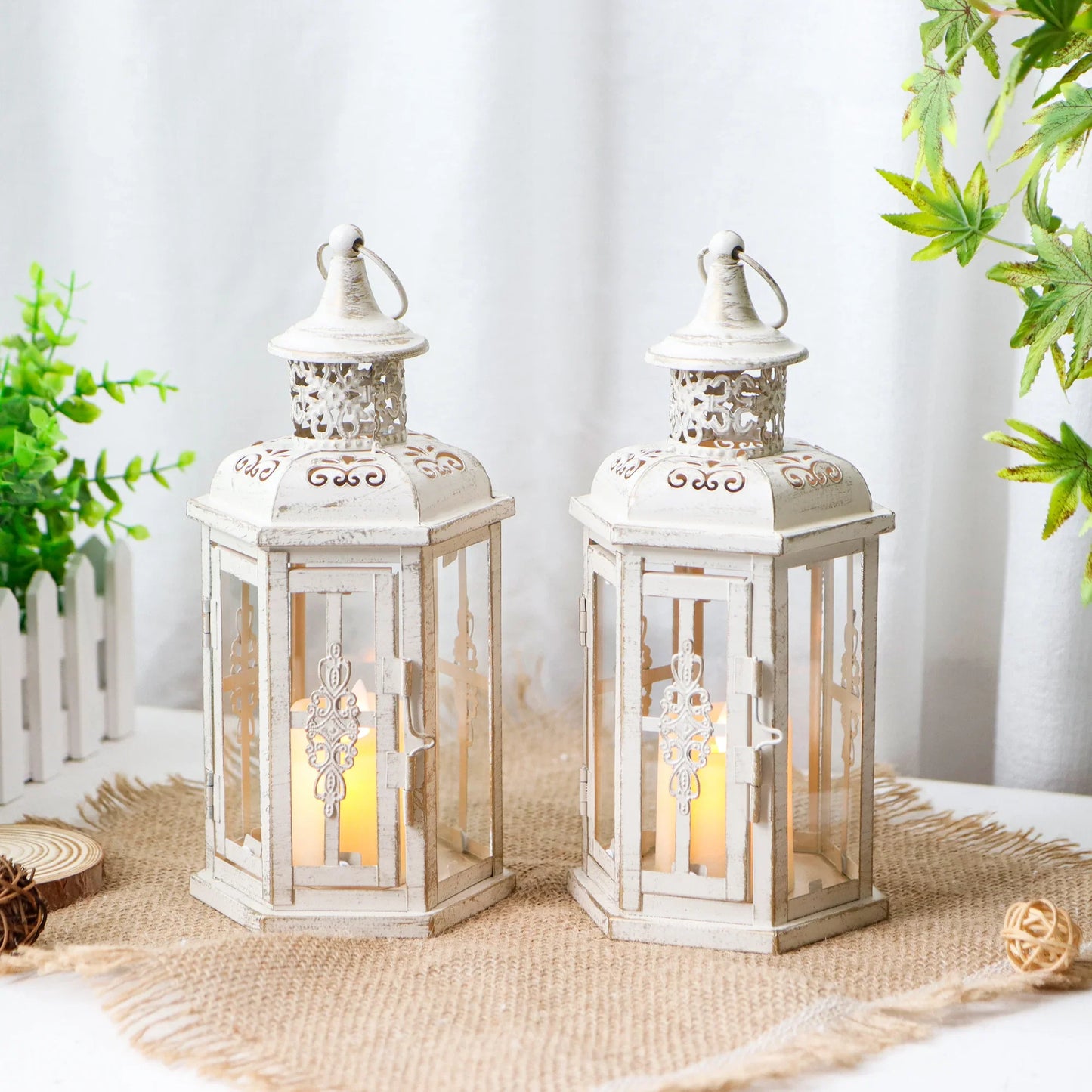 10 inch High Vintage Style Hanging Lantern (Set of 2)