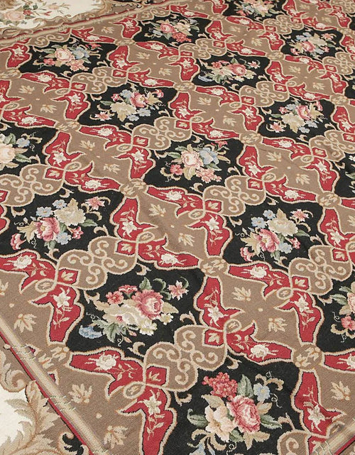 Load image into Gallery viewer, 9x12 Brown Hand woven Wool French Flatweave Needlepoint Oriental Area Rug
