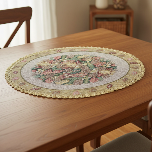 Christmas Festive Floral Round Tapestry Table Cloth